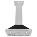 30in. Convertible Fingerprint Resistant DuraSnow Stainless Steel Range Hood with Black Matte Shell and Stainless Steel Handle view 3