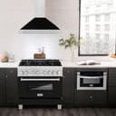 36in. Convertible Fingerprint Resistant DuraSnow Stainless Steel Range Hood with Black Matte Shell and Stainless Steel Handle view 1