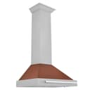 30 In. Convertible Satin Stainless Steel Wall Mount Range Hood With Copper Shell And Stainless Steel Handle view 3