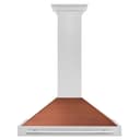 36 In. Convertible Satin Stainless Steel Wall Mount Range Hood With Copper Shell And Stainless Steel Handle view 1
