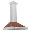 36 In. Convertible Satin Stainless Steel Wall Mount Range Hood With Copper Shell And Stainless Steel Handle view 3