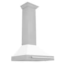 30in. Convertible Fingerprint Resistant DuraSnow Stainless Steel Range Hood with White Matte Shell and Stainless Steel Handle view 1