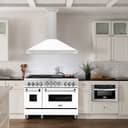 48" Range Hood with White Matte Shell and Stainless Steel Handle view 2