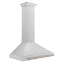 Autograph Edition 36 In. Convertible Satin Stainless Steel Wall Mount Range Hood With Champagne Bronze Handle view 3