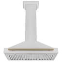 Autograph Edition 36 In. Convertible Satin Stainless Steel Wall Mount Range Hood With Champagne Bronze Handle view 5