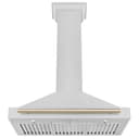 Autograph Edition 36 In. Convertible Satin Stainless Steel Wall Mount Range Hood With Polished Gold Handle view 3