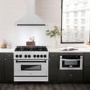 Autograph Edition 36 In. Convertible Satin Stainless Steel Wall Mount Range Hood With Matte Black Handle view 2