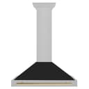 36in. Autograph Edition Convertible Fingerprint Resistant DuraSnow Stainless Steel Range Hood with Black Matte Shell and Polished Gold Handle view 4