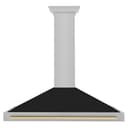 48in. Autograph Edition Convertible Fingerprint Resistant DuraSnow Stainless Steel Range Hood with Black Matte Shell and Polished Gold Handle view 3