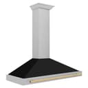 48in. Autograph Edition Convertible Fingerprint Resistant DuraSnow Stainless Steel Range Hood with Black Matte Shell and Polished Gold Handle view 4