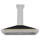 48in. Autograph Edition Convertible Fingerprint Resistant DuraSnow Stainless Steel Range Hood with Black Matte Shell and Polished Gold Handle view 5