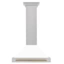 30" Autograph Edition Range Hood with White Matte Shell and Champagne Bronze Handle view 3