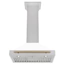 30" Autograph Edition Range Hood with White Matte Shell and Champagne Bronze Handle view 4