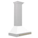 30" Autograph Edition Range Hood with White Matte Shell and Champagne Bronze Handle view 5