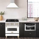 30in. Autograph Edition Convertible Fingerprint Resistant DuraSnow Stainless Steel Range Hood with White Matte Shell and Polished Polished Gold Handle view 2