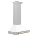 30in. Autograph Edition Convertible Fingerprint Resistant DuraSnow Stainless Steel Range Hood with White Matte Shell and Polished Polished Gold Handle view 3
