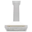 30in. Autograph Edition Convertible Fingerprint Resistant DuraSnow Stainless Steel Range Hood with White Matte Shell and Polished Polished Gold Handle view 4