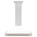 36in. Autograph Edition Convertible Fingerprint Resistant DuraSnow Stainless Steel Range Hood with White Matte Shell and Champagne Bronze Handle view 3