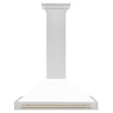 36in. Autograph Edition Convertible Fingerprint Resistant DuraSnow Stainless Steel Range Hood with White Matte Shell and Polished Polished Gold Handle view 5