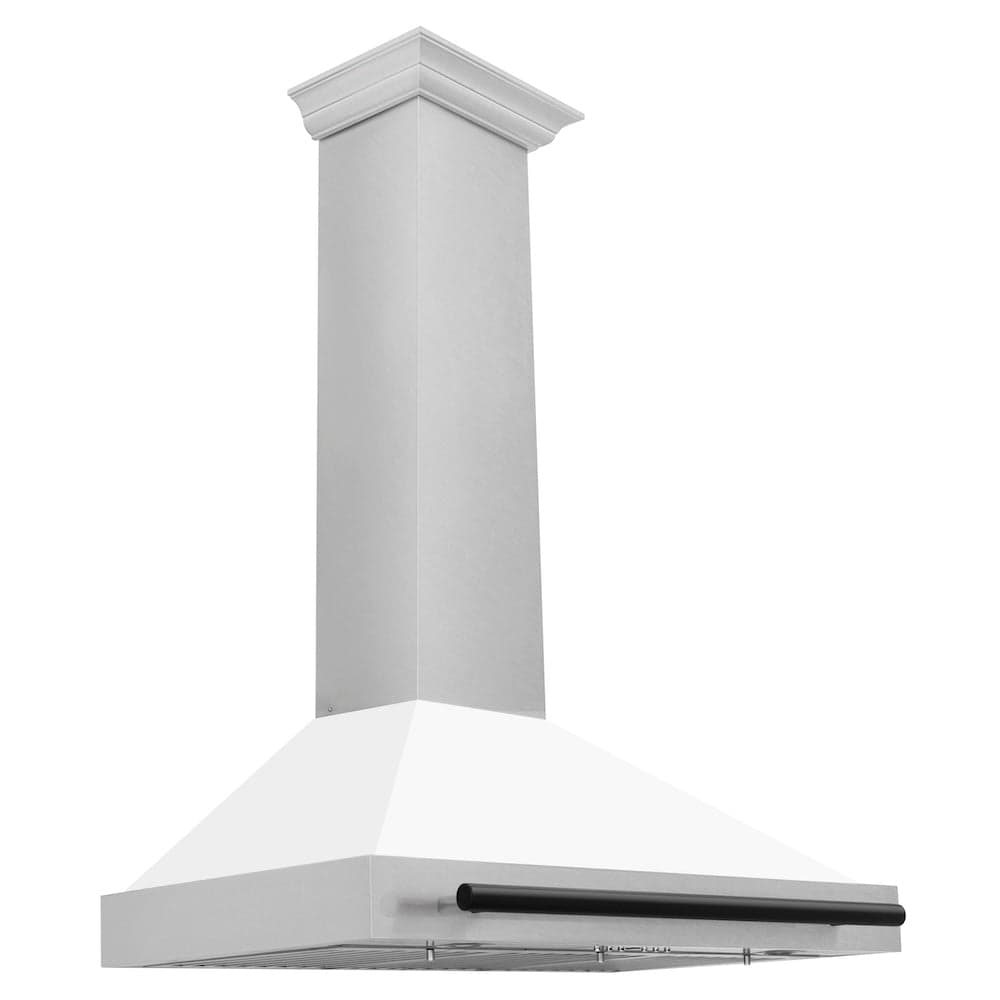 36in. Autograph Edition Convertible Fingerprint Resistant DuraSnow Stainless Steel Range Hood with White Matte Shell and Matte Black Handle