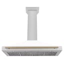48in. Autograph Edition Convertible Fingerprint Resistant DuraSnow Stainless Steel Range Hood with White Matte Shell and Champagne Bronze Handle view 3