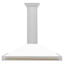 48in. Autograph Edition Convertible Fingerprint Resistant DuraSnow Stainless Steel Range Hood with White Matte Shell and Champagne Bronze Handle view 4