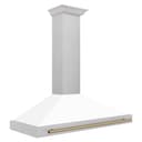 48in. Autograph Edition Convertible Fingerprint Resistant DuraSnow Stainless Steel Range Hood with White Matte Shell and Champagne Bronze Handle view 5