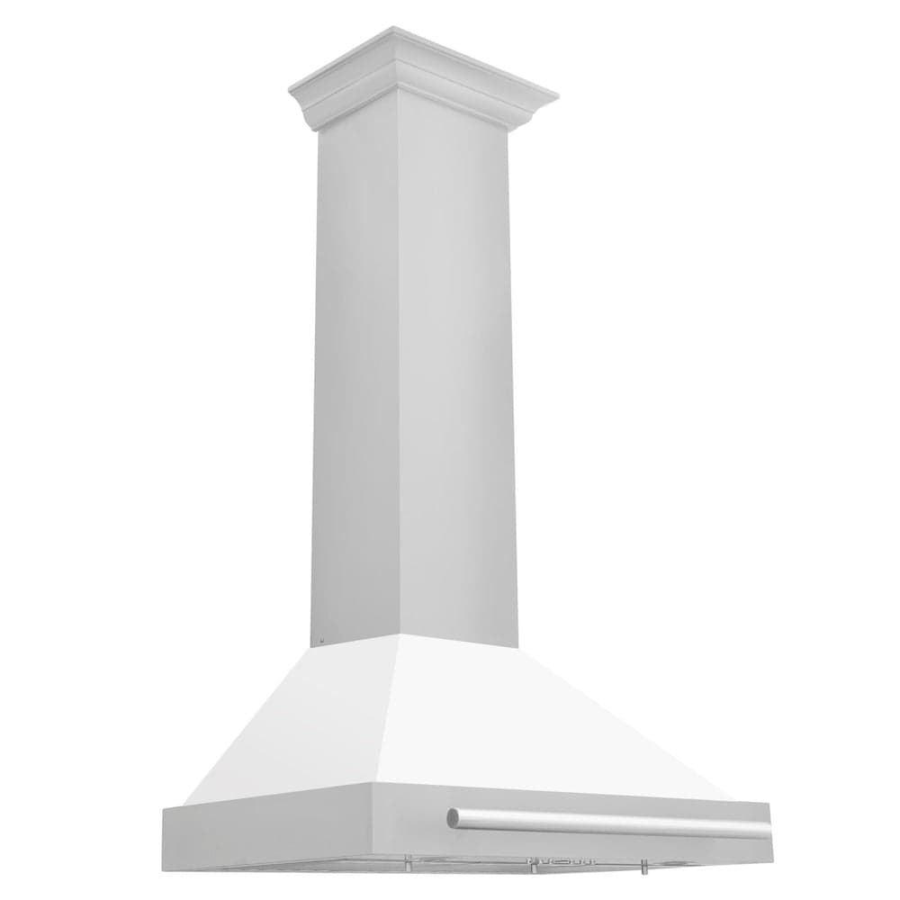 30in. Convertible Stainless Steel Range Hood with White Matte Shell and Stainless Steel Handle