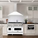 48in. Convertible Stainless Steel Range Hood with White Matte Shell and Stainless Steel Handle view 2