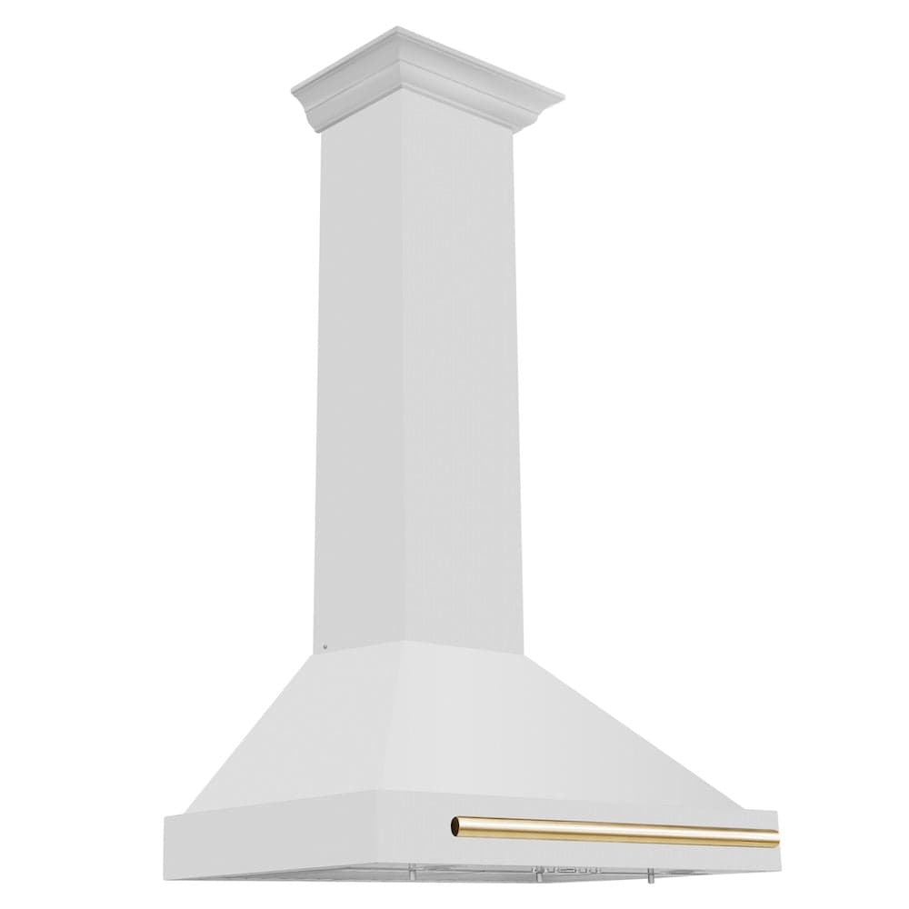 30in. Autograph Edition Convertible Stainless Steel Range Hood with Stainless Steel Shell and Polished Polished Gold Accents