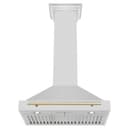 30in. Autograph Edition Convertible Stainless Steel Range Hood with Stainless Steel Shell and Polished Polished Gold Accents view 3