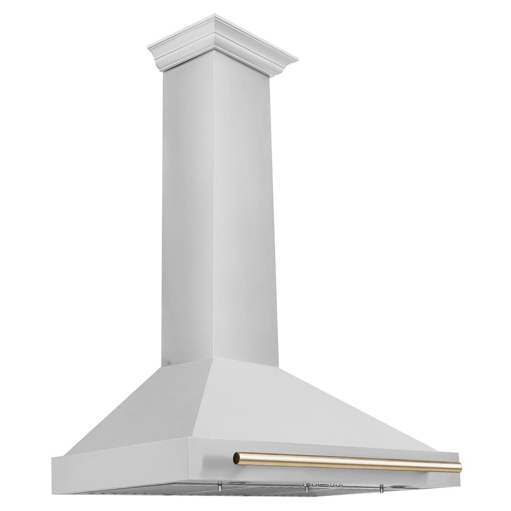 36in. Autograph Edition Convertible Stainless Steel Range Hood with Stainless Steel Shell and Polished Polished Gold Accents