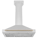 36in. Autograph Edition Convertible Stainless Steel Range Hood with Stainless Steel Shell and Polished Polished Gold Accents view 3