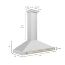 48in. Autograph Edition Convertible Stainless Steel Range Hood with Stainless Steel Shell and Polished Polished Gold Accents view 7