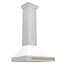 30in. Autograph Edition Convertible Stainless Steel Range Hood with White Matte Shell and Champagne Bronze Accents view 1