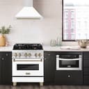 30in. Autograph Edition Convertible Stainless Steel Range Hood with White Matte Shell and Champagne Bronze Accents view 2