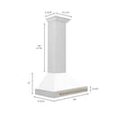 30in. Autograph Edition Convertible Stainless Steel Range Hood with White Matte Shell and Champagne Bronze Accents view 7