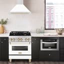30in. Autograph Edition Convertible Stainless Steel Range Hood with White Matte Shell and Polished Polished Gold Accents view 2