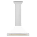 30in. Autograph Edition Convertible Stainless Steel Range Hood with White Matte Shell and Polished Polished Gold Accents view 4