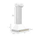 30in. Autograph Edition Convertible Stainless Steel Range Hood with White Matte Shell and Polished Polished Gold Accents view 7