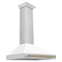 36in. Autograph Edition Convertible Stainless Steel Range Hood with White Matte Shell and Champagne Bronze Accents view 1