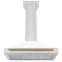 36in. Autograph Edition Convertible Stainless Steel Range Hood with White Matte Shell and Champagne Bronze Accents view 4