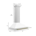 36in. Autograph Edition Convertible Stainless Steel Range Hood with White Matte Shell and Champagne Bronze Accents view 6