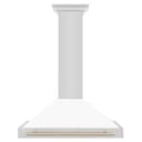 36in. Autograph Edition Convertible Stainless Steel Range Hood with White Matte Shell and Polished Polished Gold Accents view 3