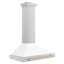 36in. Autograph Edition Convertible Stainless Steel Range Hood with White Matte Shell and Polished Polished Gold Accents view 4