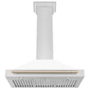 36in. Autograph Edition Convertible Stainless Steel Range Hood with White Matte Shell and Polished Polished Gold Accents view 5