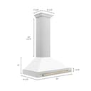 36in. Autograph Edition Convertible Stainless Steel Range Hood with White Matte Shell and Polished Polished Gold Accents view 6