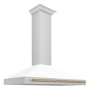 48in. Autograph Edition Convertible Stainless Steel Range Hood with White Matte Shell and Champagne Bronze Accents view 1