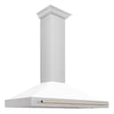 48in. Autograph Edition Convertible Stainless Steel Range Hood with White Matte Shell and Polished Polished Gold Accents view 1