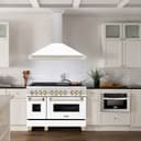 48in. Autograph Edition Convertible Stainless Steel Range Hood with White Matte Shell and Polished Polished Gold Accents view 2